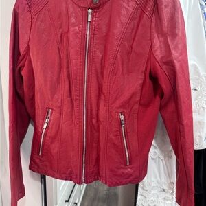 Kenneth Cole Reaction Red Faux Leather Jacket